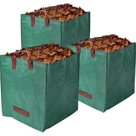 3 PCS Sacs de Jardin, 125L Réutilisables Carrés Sacs à Déchets de Jardin avec Poignées, Pliables Sacs à Feuilles, Sacs pour Déchets de Jardin pour Herbe, Feuilles, Bois, Déchets Verts (1/5)