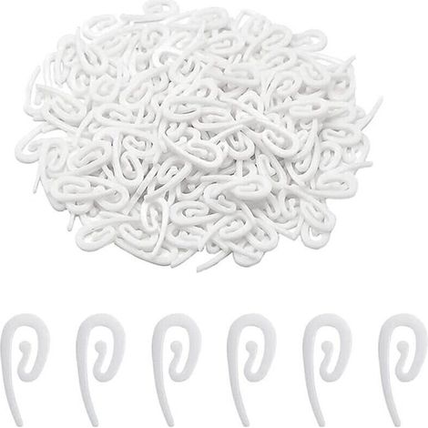 Confezione da 50 clip per tende in plastica - Bianche - Dimensioni 28 x 12 mm - Gancio per binario per doccia/finestra/porta - Crezuo