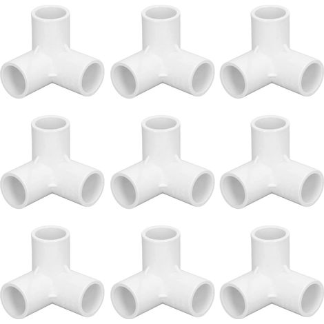10Pcs Connecteurs D’Angle en Pvc À 3 Voies, Raccords de Tuyauterie Forme T Dn20 Coudes Muraux Connecteur Angle Droit Plastique, pour Conduites D’Eau, Meubles, Joints Serre (Blanc) Blanc - (1/5)