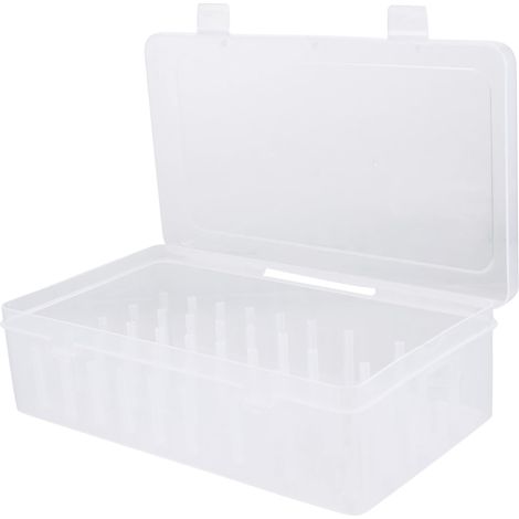 1 Boîte de rangement, 42 compartiments, plastique transparent, système de verrouillage, pour fils à coudre et accessoires de broderie (1/5)