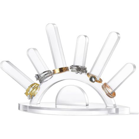 Acrylic Ring Holder, Transparent Jewelry Display Stand, Wedding Ring Holder, Storage Rack for Vanity Countertop Decor (1/5)