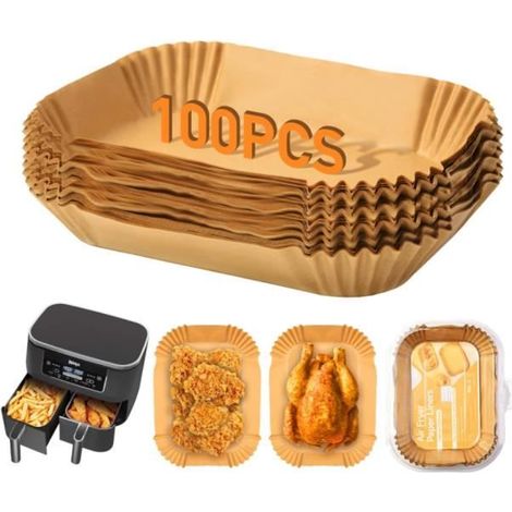 Papier Cuisson Air Fryer - Ninja - 100 pcs - 22x14cm - Qualité Alimentaire - Résistant à la Graisse (1/4)