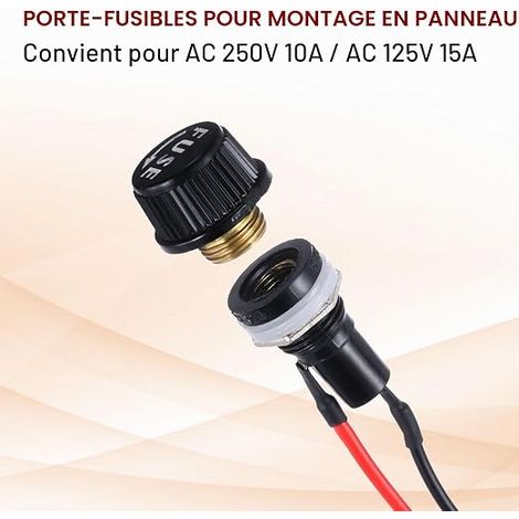 QUARKZMAN 5Pcs Porte-Fusible 5x20mm Ac 250V 10A/Ac 125V 15A Fils Pré-Soudés (1/3)