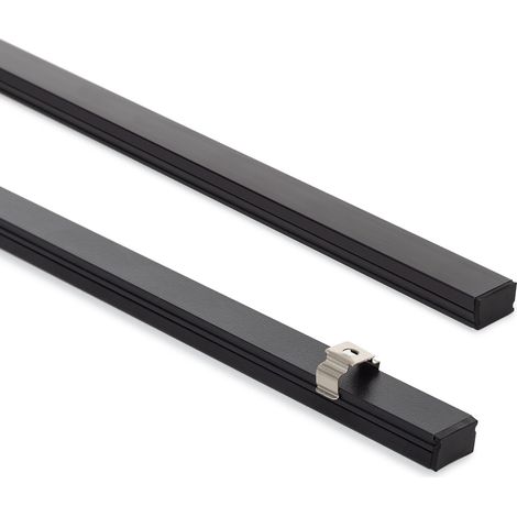 Profilé Aluminium En Saillie 12x8 pour Rubans LED jusqu'à 8 mm Noir 2 m Noir translucide