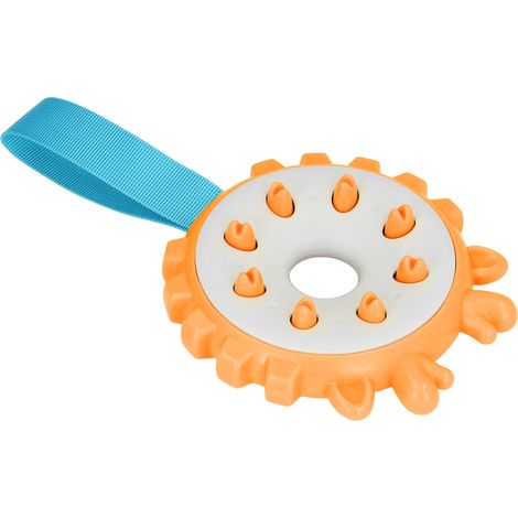 Jouet à mâcher pour chien résistant aux morsures, brosse à dents interactive ronde pour chiots, idéale pour l'entraînement des molaires (orange). (1/5)