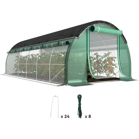 JSSEVN - Serre Tunnel en Acier Galvanisé 6x3x2 m avec Toile Anti-Soleil et Côtés Roulatifs (1/5)