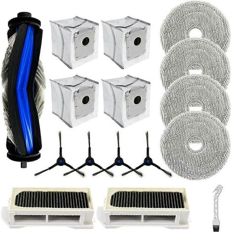 Kit d'accessoires pour aspirateurs robots ECOVACS Deebot Mini : brosse principale, filtre HEPA, lingette de nettoyage, sacs à poussière et pièces de rechange.