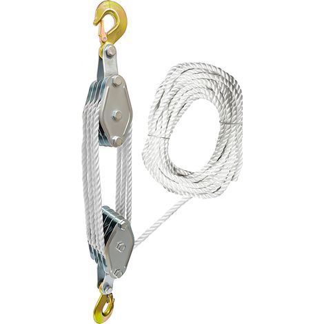 Palan à Corde Robuste, résistance à la Rupture de 20 m, Bloc de Charge de Travail de 250 kg et système de poulie pour soulever des Objets Lourds (1/5)