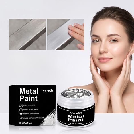 Quick-drying silver metallic paint, anti-rust primer, rust removal, durable, wear-resistant, and glossy finish – 50g (1/5)