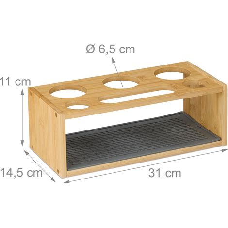 Set di 3 pratici portabottiglie da cucina scolapiatti in bambù naturale 130016151