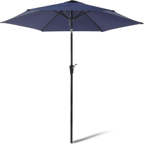 Parasol de Terrasse, avec Manivelle et Inclinaison par Bouton-Poussoir, 230.12 cm, Bleu Marine (1/4)