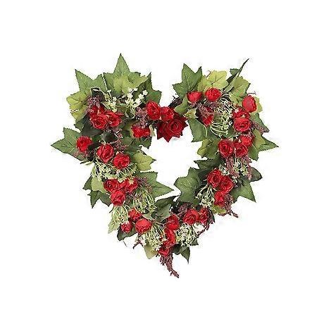 Couronne de Saint-Valentin pour mariage, couronne de fleurs en forme de cœur, guirlande de roses artificielles