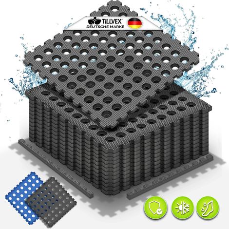 tillvex® Pool Bodenschutzmatte mit Löchern 4 Stück Blau  Unterlegmatte für Pool & Planschbecken 51x51 cm  Poolmatte Bodenmatte Outdoor  Poolunterlage Bodenschutz Matten wärmeisolierend  Whirlpool Bode