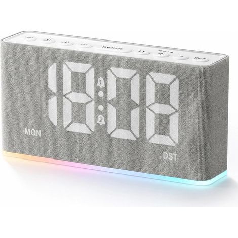 Réveil, Réveil en Tissu avec Lumière d’Ambiance Inférieure, Blanc (1/5)