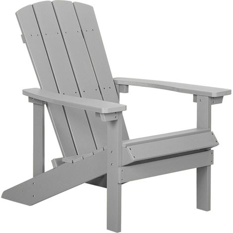 Silla de jardín gris claro de madera sintética resistente a la intemperie estilo moderno Adirondack