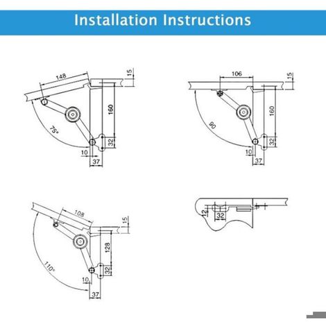 Support De Levage Pour Porte De Meuble - Alliage De Zinc - Angle D Ouverture Réglable 75° 90° 110° - Fermeture En Douceur - 2 Pièces (1/5)