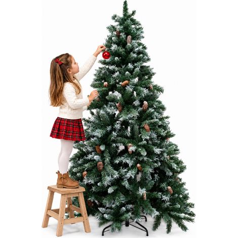 Albero di Natale Tirolese 210 cm Innevato con Pigne Addobbo Natalizia Foltissima (1/5)