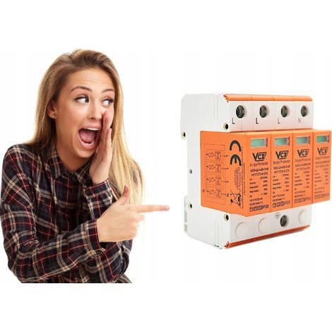 Limiteur de surtension B+C+D - 4P 7kA - Protection T1 T2 T3 - Indicateur visuel (1/5)