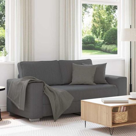vidaXL Canapé causeuse gris foncé 180x77x82 cm tissu velours côtelé (1/5)