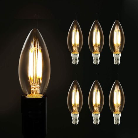 GBLY LED Glühbirne E14 Leuchtmittel: 6 Stück Lampe Warmweiß Birne 4W 2700K Filament Retro Edison Glühlampe Vintage Light Bulb Glas Energiesparlampe - Nicht Dimmbar