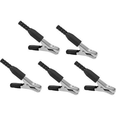 Lot de 5 pinces conductrices de test de sécurité pour batteries, destinées aux instruments électroniques et aux équipements industriels (noires). (1/5)
