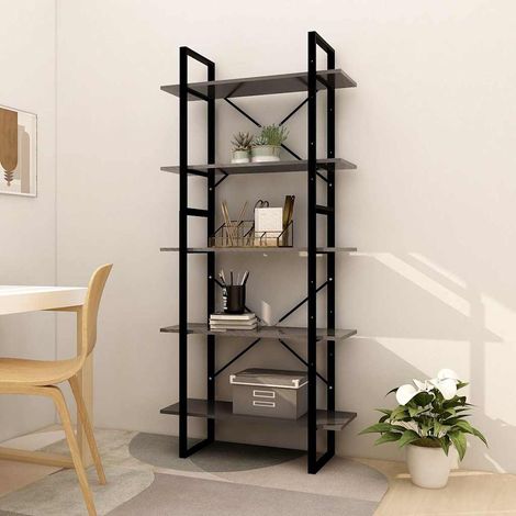 vidaXL Estantería de 5 niveles madera de ingeniería gris 80x30x175 cm (1/4)