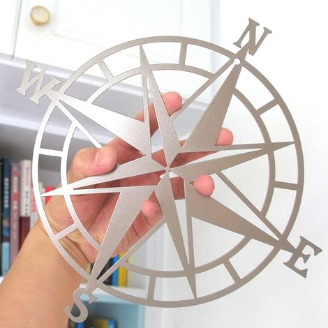 28 cm argent, boussole nautique décorative en métal, décoration murale, convient pour salon, chambre, bureau, porche, jardin, terrasse, décoration murale suspendue sur le thème de la plage (1/5)