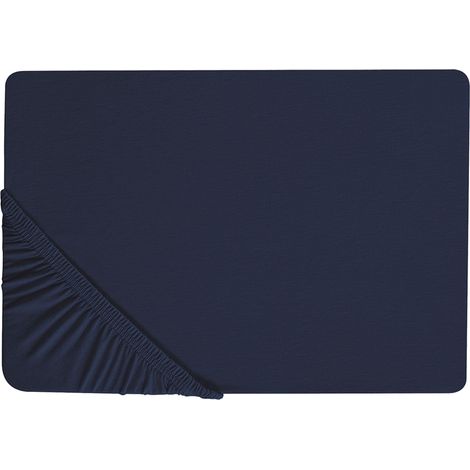 Sábana de algodón azul marino estampado liso clásico ribete elástico 200 x 200 cm dormitorio Hofuf