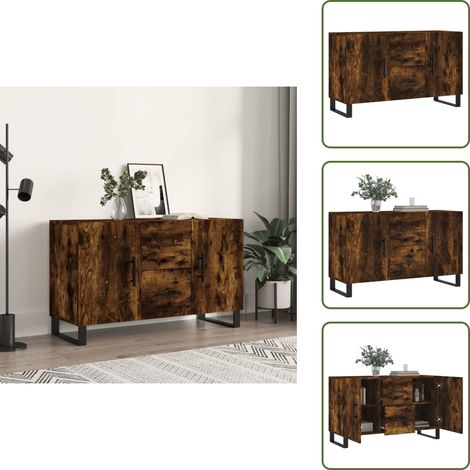 Credenza in metallo - vidaXL Credenza Rovere Fumo 100x36x60 cm in Legno Multistrato - Credenza con gambe in metallo