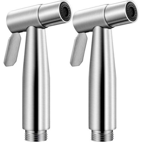Tete De Pulverisation Pour Bidet - Acier Inoxydable 304 - 2 Modes Pulverisation/Doux - Pour Salle De Bain Cuisine Toilettes Nettoyage - Lot De 2 (1/4)