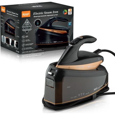 Fer à repasser, Fer à Vapeur, Semelle antiadhésive, Portable, 3000W, Noir (1/5)