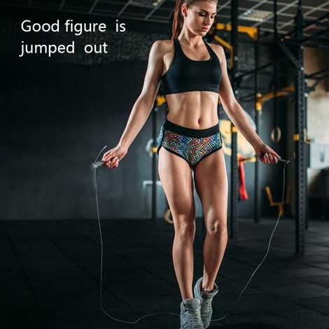 Corde à Sauter - Câble en Acier Renforcé avec Roulements à Billes 360° - Pour Entraînement Crossfit Boxe MMA - Réglable Sans Outil - 1 Pièce (1/5)