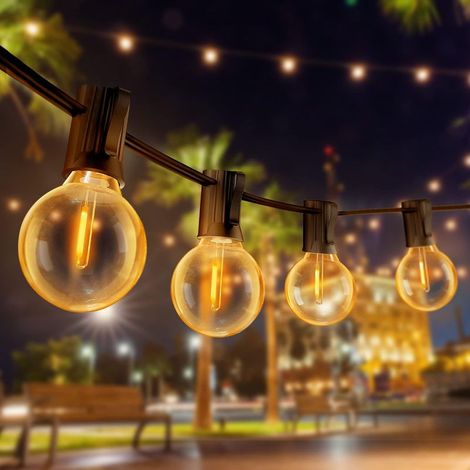 Guirlande Lumineuse Extérieure 9M Guirlande Guinguette Étanche LED Guirlandes 30+2 Ampoules G40 Guirlande Guinguette Raccordable Décoration pour Anniversaire, Jardin, Mariage - Blanc Chaud (1/5)