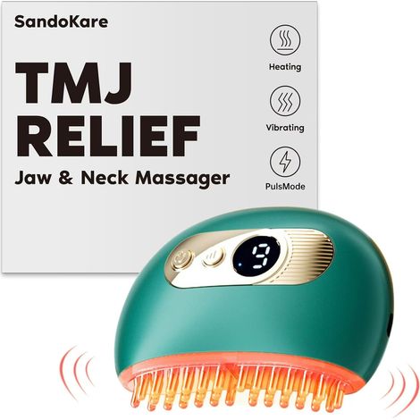 TMJ Relief Massager, Vibration and Heat, Ergonomic Multi-Needle Massage Tool, Effective Jaw and Neck Pain Relief, Green (1/5)