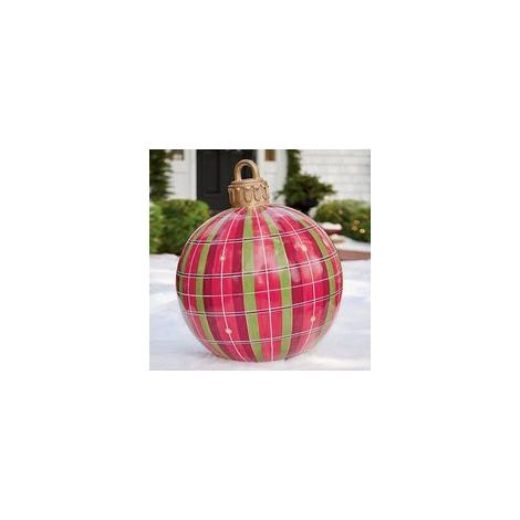Riesige 60 cm Weihnachtskugel, transparente Kugel, riesige aufblasbare Weihnachtskugeln, aufblasbare Weihnachtskugeldekoration für den Außenbereich, PVC-Weihnachtsdekorationen (E) (1/5)