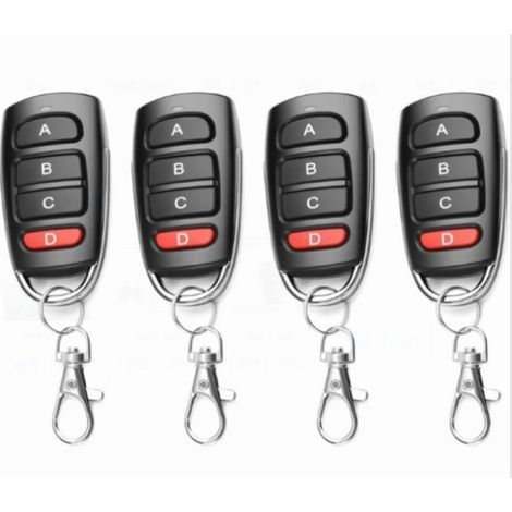 Telecommande Universelle Portail - 433 Mhz - Compatible Codes 2260 2262 1527 PT2264 5326 527 - Clonage Sans Fil - 4 Boutons - Lot de 4 (1/5)