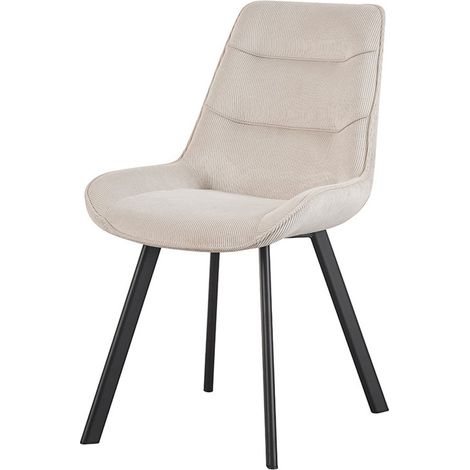 Silla de comedor LOLA – Terciopelo acanalado color arena – Patas de metal negro – Estilo diseño / industrial