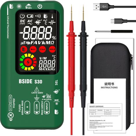 Nannigr Multimètre S30 TRMS couleur IR vert USB batterie