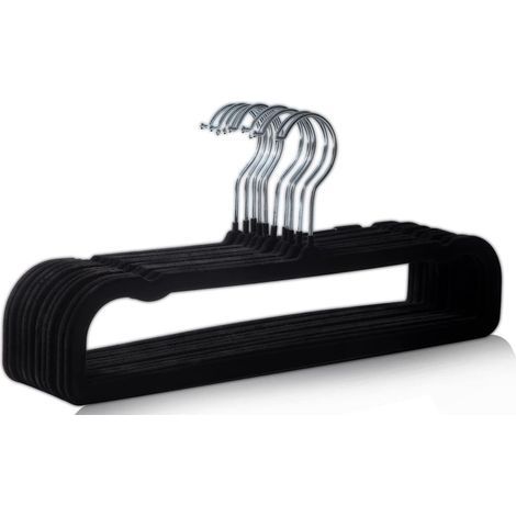 Hosenbügel – Rutschfester Samt – 35 cm – 360° drehbarer Haken – Schwarz – 10er-Pack (1/5)