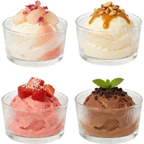 Ciotole da dessert 200 ml (set da 4) Design minimalista e trasparente per servire crema, mousse, panna cotta e frutta per la casa e (1/4)