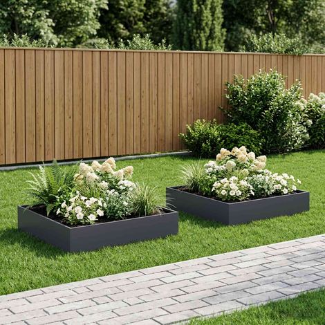 vidaXL Macetero de Jardín 2 uds. Gris antracita 80 x 80 x 20 cm (1/5)