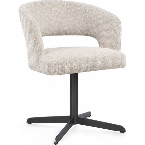 Chaise de salle à manger enveloppante beige - naturel chiné et noir (1/5)
