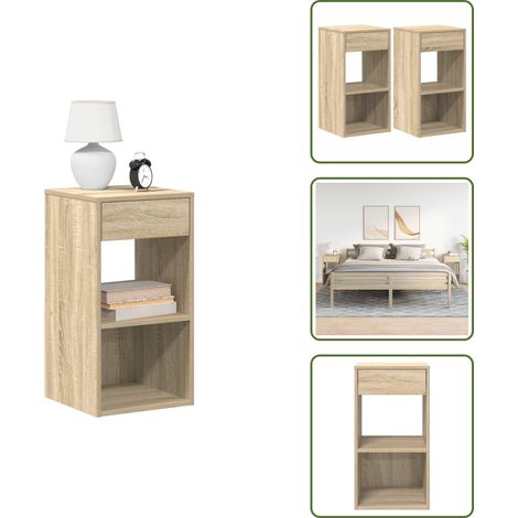 Nachttische mit Schublade 2 Stk. Sonoma-Eiche 35x34x66,5 cm - Nachttisch - Nachttische - Nachtschrank - Nachtkonsole (1/5)