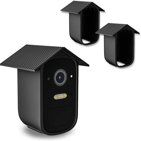 Lot de 2 coques de protection en silicone pour caméra de surveillance EufyCam 2C - Noir - Coque souple en silicone - Boîtier résistant aux intempéries (1/4)