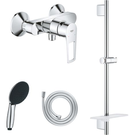 Pack mitigeur douche mécanique GROHE StartLoop + Douchette Vitalio Start 110 + Barre Quickflix Vitalio Smartactive + Flexible