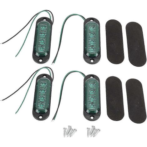 Lot de 4 feux latéraux pour camion, haute luminosité 3000K, étanches IP65, 4 LED, installation facile, feu clignotant d'urgence pour camion, 12-24V, vert (1/5)