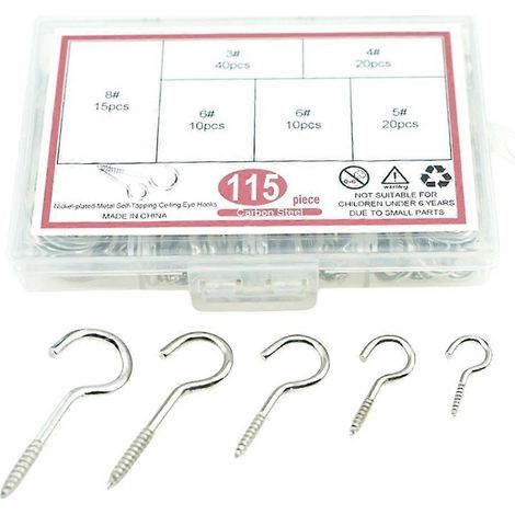 115 crochets de suspension multifonctions en acier inoxydable, tailles assorties, pour plafond