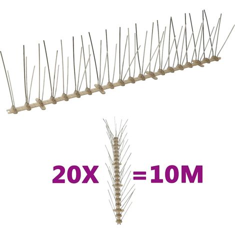 149129 vidaXL 5-row Plastic Bird & Pigeon Spikes Set of 20 10 m (1/5)
