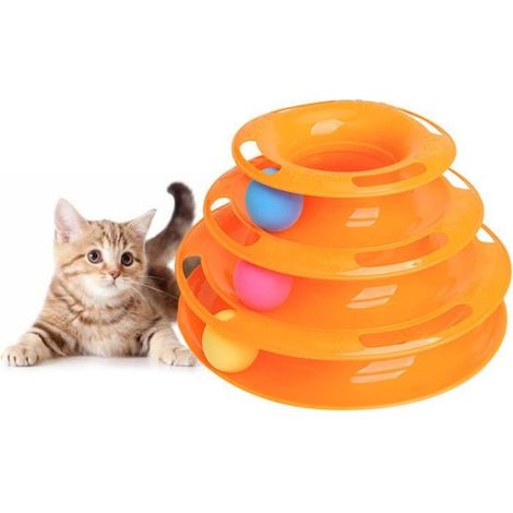 Circuit de jeu interactif pour chat avec 3 niveaux et balles colorées (1/4)