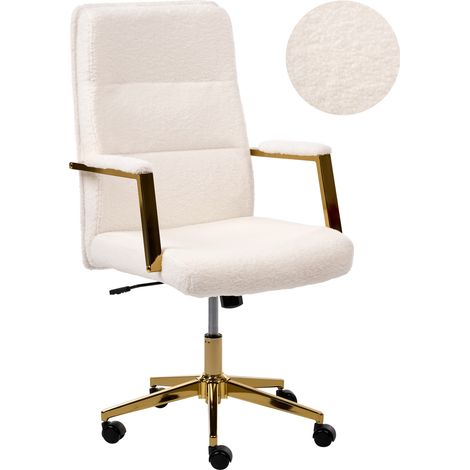 Silla ejecutiva de oficina asiento inclinable acolchado grueso bouclé blanco crema Demure